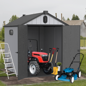 XWT012-1 6*8ft plastic storage shed for backyard garden big spire Tool storage