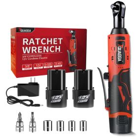 3/8" Cordless Electric Ratchet Wrench Set, 12V Power Ratchet Tool Kit With 2 Packs 2000mAh Battery And Charger