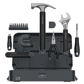 Hand Tool Set, DIY Set Tool Household, with Screwdriver Wrench Hammer Tape Plier and Toolbox Storage Case, includes All Essential Tools for Home