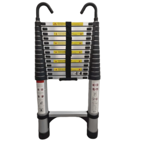 4.1-meter telescopic ladder, aluminum telescopic ladder, non slip feet, maximum capacity of 300 pounds, foldable ladder with hooks