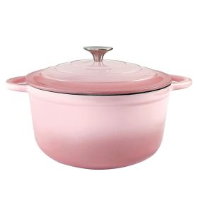 Dutch Oven,Dutch Oven Pot with Lid,3 QT Enamel Dutch Ovens with Dual Handles,Cast Iron Pot for Braiser,Cooking,Gifts for Family (Color: PINK)