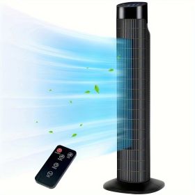 31 Inch Quiet Tower Fan with Remote Control 80 Degree Oscillation 3 Speed Settings 75 Hour Timer Cooling Standing Fan for Bedroom Room Office Ind (Color: Black)