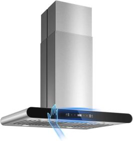 30 inch / 30 inch Island Range Hood 700 CFM Dual-Sided Ceiling Mount Vent Hood, Convertible Ducted/Ductless, Touch,Gesture & Remote Control (size: 30 inch)
